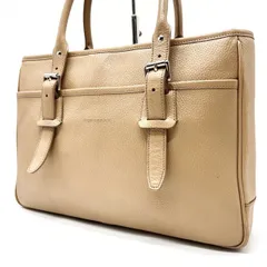 【良品】 BURBERRY バーバリー トートバッグ ハンドバッグ  バックル シルバー金具 ロゴ型押し A4収納 大容量 ノバチェック 肩掛け シボレザー レディース ベージュ 肌色