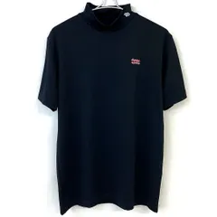 新品 パーリーゲイツ 半袖モックネック ボーダー ブラック Lサイズ（5） KAZEメッシュ半袖モックネックカットソー ＜ロゴボーダー柄