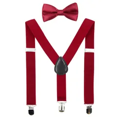 HANERDUN 子供 サスペンダー 蝶ネクタイセット キッズ ベビー ボウタイ 無地 Y-バッグ 吊りバンド ゴム調節可能 女の子 男の子 男女兼用 プレゼント ギフト フォーマルやカジュアルに 結婚式 七五三 などに