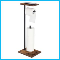 【人気商品】金属) 木材 (ブラウン2 自立式トイレットペーパーホルダー ブラック トイレットペーパーホルダースタンド