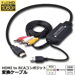 HDMI to RCA 変換コンバーター 3RCA/AV 変換ケーブル HDMI to AV コンポジット HDMIからアナログに変換アダプタ 1080P 車載用対応 車載モニター テレビ USB給電 PS4/Switch/TV/HDTV/Xbox/