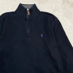 90年代 Polo by Ralph Lauren ポロバイラルフローレン ハーフジップニットセーター コットンニット メンズM 