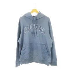 アディダス adidas パーカー スウェット プルオーバー 長袖 ロゴ ラバープリント 裏毛 L 青 ブルー IX4963 /AH13