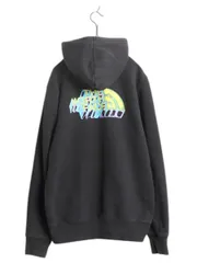 【お得なクーポン配布中!】 ノースフェイス 両面 プリント スウェット フード パーカー メンズ M 古着 The North Face プルオーバー 裏起毛 トレーナー アウトドア 黒