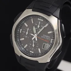 カシオ ウェーブセプター WVQ-400 ソーラー 黒文字盤 クロノグラフ デイト アナデジ メンズ腕時計 KRH 2000000 NSK