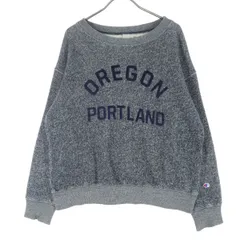 Champion チャンピオン ツートンカラー フロントロゴ 長袖 スウェット M グレー トレーナー レディース 古着