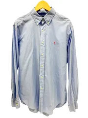 RALPH LAUREN (ラルフローレン) CLASSIC FIT ギンガムチェック 長袖 シャツ ボタンダウン 胸ロゴ 刺繡 41381 L ブルー×ホワイト メンズ/028