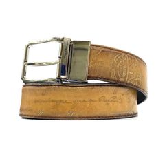 Berluti ベルルッティ　カリグラフィー　ベルト　ウエスト　レザー　革　ベージュ系