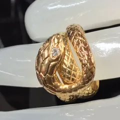 K18 蛇 0.09ct ダイヤモンド 指輪