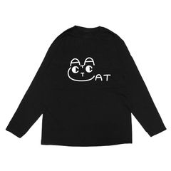 長袖Tシャツ カットソー トップス メンズ レディース ユニセックス ネタ 面白 おもしろ ユニーク 猫 ネコ CAT ワンポイント 文字 L/S TEE ブラック 黒 ALLC-BLK-LS