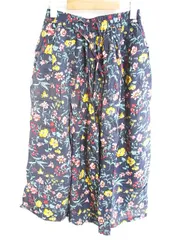 コーエン coen 花柄 ワイドパンツ 薄手 裏地付き ネイビー M