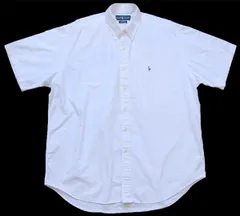 00s ラルフローレン BLAKE ワンポイント ボタンダウン 半袖 オックスフォード コットンシャツ 白★特大 オールド ホワイト ビッグサイズ