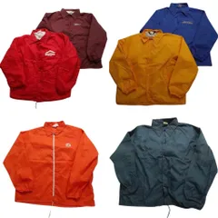 古着卸 まとめ売り USA製 ナイロンコーチ ジャケット 6枚セット (メンズ L /XL ) フルジップ ワンポイント レッド ネイビー 古着 NB2699