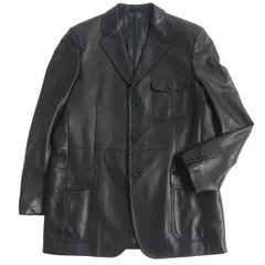 極美品□BURBERRY LONDON/バーバリーロンドン 裏地ロゴ総柄 ロゴボタン ラムスキン レザージャケット/ブルゾン ブラック LL 正規品 メンズのサムネイル