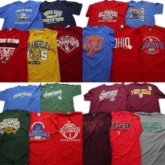 古着卸 まとめ売り カレッジ風 半袖Tシャツ 20枚セット (メンズ XL /2XL ) チームロゴ 英文字プリント ワンポイント 中古 古着 NA6966