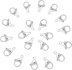 PandaHall Elite 20個 304 ステンレス カニカン 金属 ロブスター クラスプ 留め具 エンドパーツ 接続金具 ジュエリー用 DIY用( ステンレス スチール-4,  15x9x4mm)