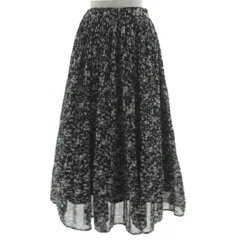アズールバイマウジー AZUL by moussy PEDICEL PLEATS SKIRT 250ESS31-227C フレア ロング丈 ウエストゴム シフォン 花柄 ブラック 黒 ホワイト 白 S