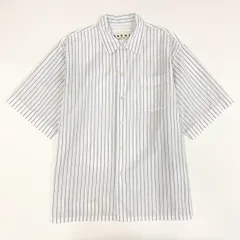 84e30 MARNI マルニ ショートスリーブ ストライプ オープンカラーシャツ 半袖 開襟 シャツ イタリア製 CUMU0054A0 44 ホワイト コットン