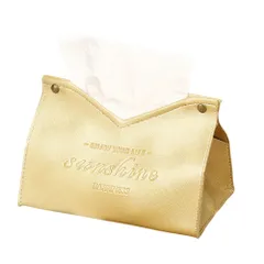 【数量限定】LOYELEY ティッシュケース おしゃれ 北欧デザイン カバー ティッシュボックス PUレザー ソフトパック用 インテリア 隙間 収納ケース 洗面所収納 (ゴールド)