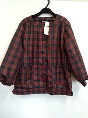 【新品未使用】【訳あり】あったか中綿スモック　大人用　M～Lサイズ　チェック柄　赤系