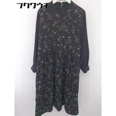◇ CRAFT STANDARD BOUTIQUE 総柄 切り替え 長袖 ロング ワンピース サイズF ブラック レディース  【中古】 【1112070000480】