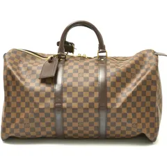 LOUIS VUITTON ルイヴィトン キーポル 50 N41427 ボストン ハンドバッグ ダミエ・エベヌ×レザー ブラウン×ゴールド メンズ レディースのサムネイル