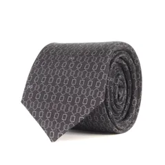 【美品】DOLCE&GABBANA ドルチェ&ガッバーナ ネクタイ / ジオメトリック ジャガード シルク ネクタイ / ナロータイ / ネイビー / イタリア製 / ファッション アイテム / フォーマル ビジネス【メンズ】【中古】