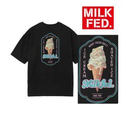 ミルクフェド tシャツ Tシャツ milkfed MILKFED ICE CREAM WIDE S/S TEE 103252011018 レディース ブラック 黒 ティーシャツ ブランド ティシャツ おしゃれ 可愛い オシャレ 半袖 人気 アイスクリーム