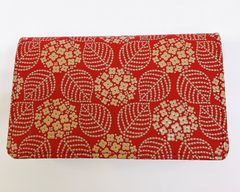新品未使用品 甲州印伝【名刺入れ 紫陽花 赤×白漆】 カードケース 鹿革 漆型染め 海外土産 日本皮工芸品 日本製