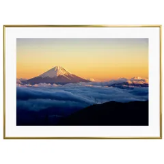 夕日写真 日本 鳳凰三山から夕焼けの富士山と雲海 インテリアアートポスター額装 AS1683