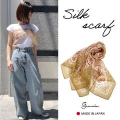 【Gran créer】日本製  大判シルクスカーフ♪アレンジ様々！大判なのでビスチェにも◎