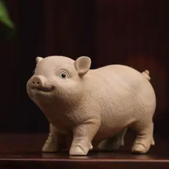 豚 ブタ 木製 置物 オブジェ 風水グッズ 開運 金運 運気アップ 商売繁盛 玄関 インテリア 縁起物 風水 魔除け 幸運 健康 運気向上 繁栄 伝統的 可愛い お洒落