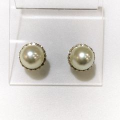Ｋ１８ＹＧあこや真珠　ナチュラルシャンパンカラーピアス