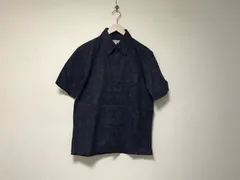美品本物ニコルクラブフォーメンNICOLECLUBFORMENコットン柄半袖シャツメンズサーフアメカジミリタリーストリートスケーターワークビジネススーツモードゴルフドレスL紺ネイビー48