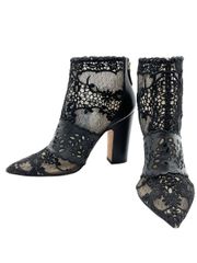 【お値引き交渉大歓迎】 VALENTINO  38.5 ブラック レース レザー ショートブーツ