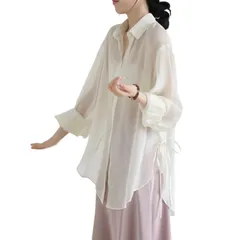 [NONELECEDOLE] シフォン カーディガン レディース 通気性 日焼け対策 袖 UVカット服 トップス シャツ シースルー 薄手 透け感 軽量 アイスシルク 無地 ゆったり カジュアル 通勤 春 夏 秋