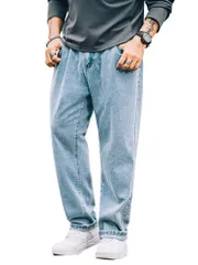 TIDEWORD バギー パンツ ゆったり スーパー ワイド デニムパンツ スラックス フィット カジュアル 春 夏 秋 28-48 SBQ02 グレー 水色 ダークブルー 3カラー