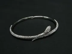 ■極美品■ SWAROVSKI スワロフスキー ラインストーン ブレスレット バングル アクセサリー レディース シルバー系 FK5195