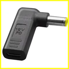 19V パワー出力 変換 90° 充電 ノートパソコン/PD電源アダプタ/PD誘導機能電源の使用に適しています(ブラック) PD C変換プラグ 変換プラグ 5.5x2.5mm DC C入力 1個セット 変換アダプター ACアダプター