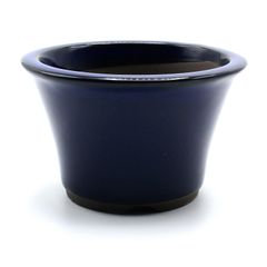 【未使用】盆栽鉢 4号 丸反型鉢 青色 海鼠釉 瀬戸焼 深型 陶器 観葉植物 アガベ 塊根 多肉 サボテン 雑木 約13センチ 小品 小さい 植木鉢 苔 うめきち盆栽用品店