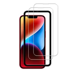 【在庫処分】/ iPhone13 / Pro 用 13 iPhone ガラスフィルム iPhone 14 強化ガラス 強化ガラス 日本素材製 カバー ガラスフィルム【2枚セット】ガイド枠付き 16e 保護フィルム いphone