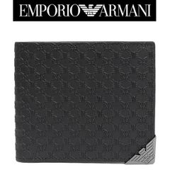 EMPORIOARMANI YEM176 二つ折り財布 黒 牛革 箱付 新品 - メルカリ