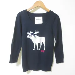 C208　Abercrombie & Fitch　アバクロンビー&フィッチ　キッズ　ネイビー　トナカイ　ニット　セーター　XL　160