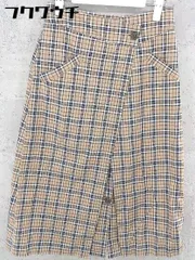 ◇ HouseofYORK ハウス オブ ヨーク チェック 膝下丈 ラップ巻き スカート サイズM ベージュ ブラック レディース 【中古】 【1002798492028】のサムネイル