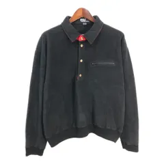 90年代 USA製 Polo by Ralph Lauren ポロ ラルフローレン ハーフスナップ フリースジャケット ブラック (メンズ L) 中古 古着 S5411