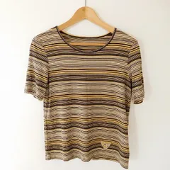 #snc レリアン Leilian カットソー 9 ベージュ 黄色 こげ茶 半袖 ボーダー レディース [833953]のサムネイル