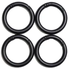 【在庫処分】外径30mm ４個セット 丸フック/リングフック キーホルダー/アクセサリーパーツ 丸型カラビナ/サークルカラビナ/ラウンドカラビナ (ブラック)