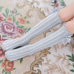 ☆ グレー ☆ ハイソックスAタイプ ☆ ハイソックス ハイソックス 女の子 リボン フォーマル キッズ ニーハイソックス 靴下 くつ下 メッシュ ロング ソックス キッズ 綿 くしゅくしゅ かわいい 無地 子供 子ども こども ガールズ おしゃれ シンプル