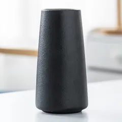 【在庫セール】北欧 陶器 おしゃれ 生け花 ホワイトブラック セラミック インテリア 花器 家の装飾 フラワーベース (ブラック-大きい(高さ:22cm)) 花瓶