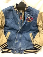 古着　キッズM　ミッキーマウス　デニムジャケット　中綿入り　D192